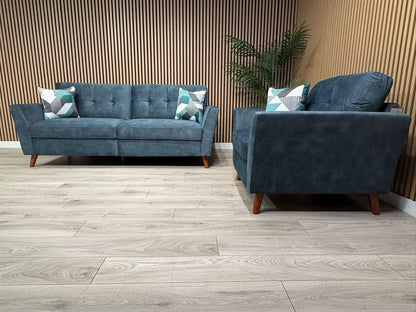 DFS - Studio Style 3 Seater Sofa + Armchair Power Set, Ocean Blue - RRP £2,448