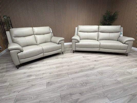 Furniture Village PANACHE Style Leather 3 + 2 Seater Power Recliner Sofa Set