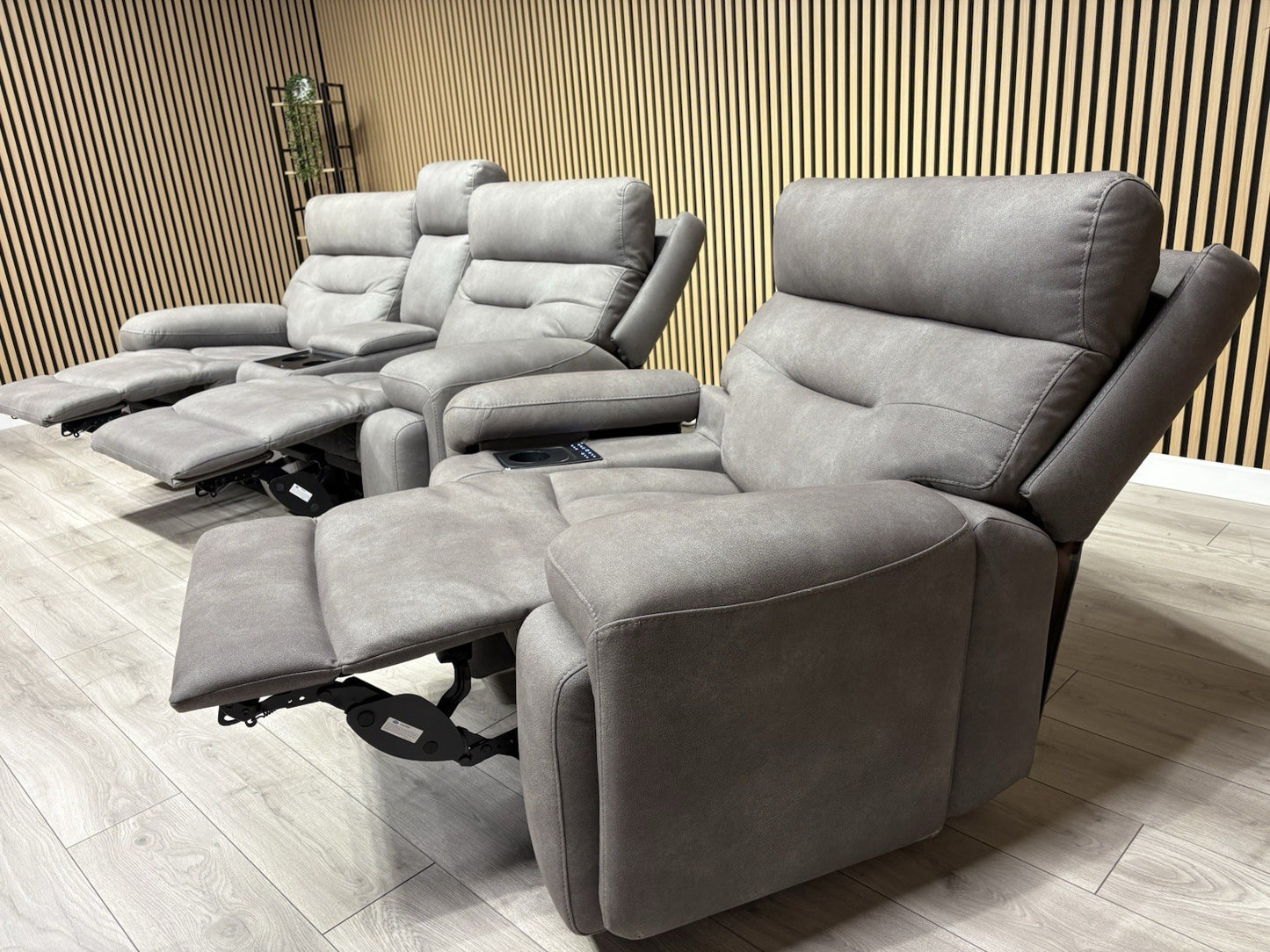 F. Village CINEMAX Fabric 2 Seater Media Sofa, Media Armchair + Stool RRP £4,385