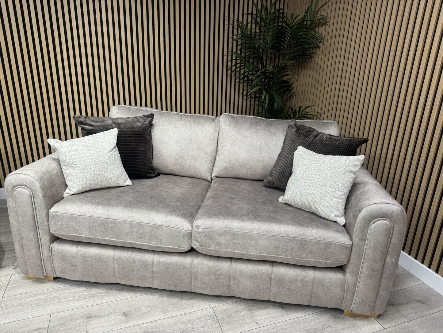DEVINE Glamour Fabric 3 Seater + 2 Seater Sofa Set, Stone - RRP £2,598