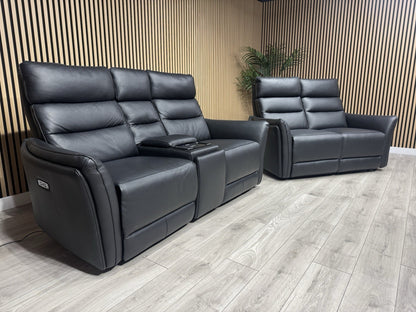 SCS  Cleveley Leather 2+2 Seater Power Recliner/Headrests + Console  - RRP £2898