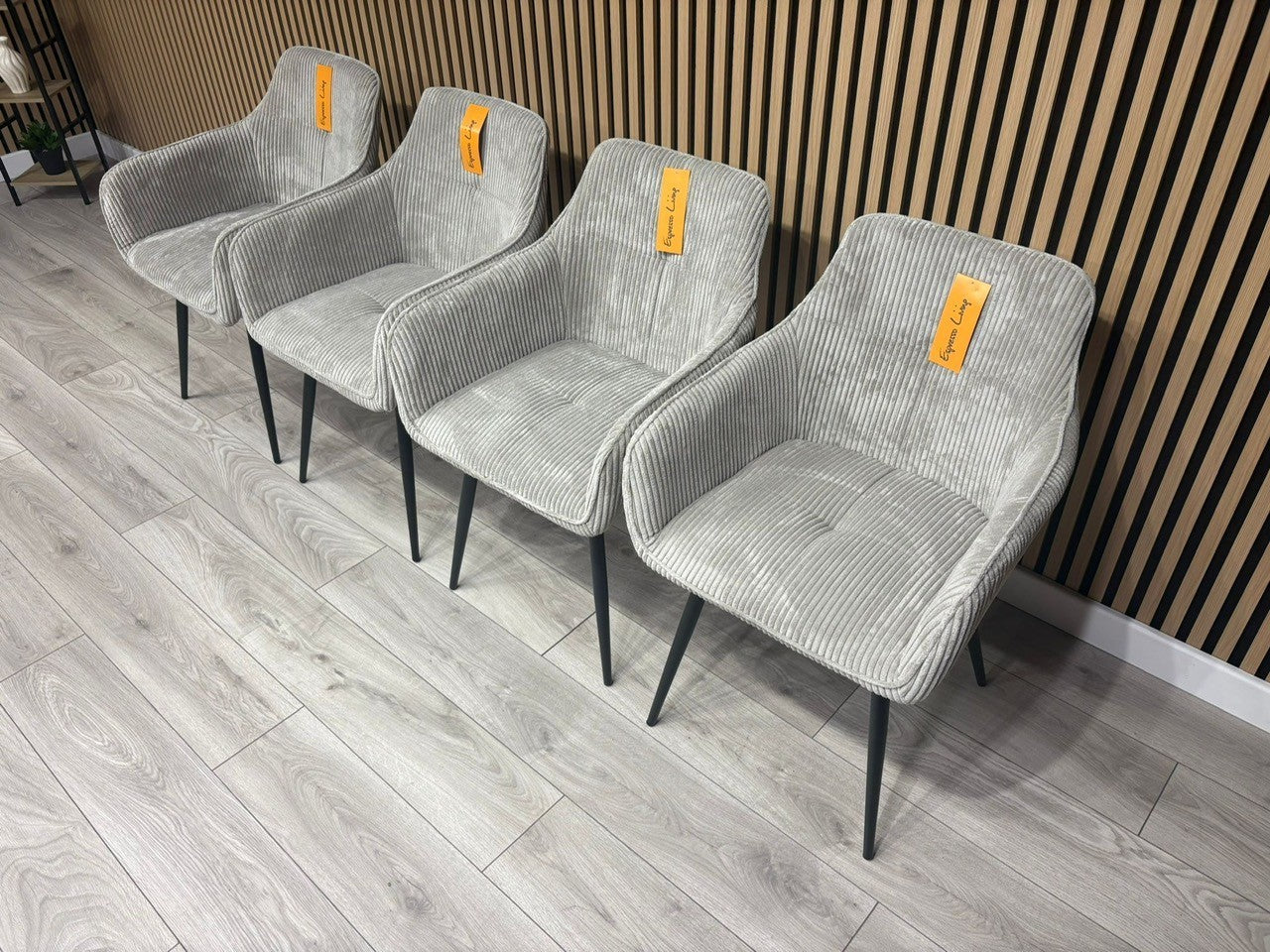 NEXT Sample - Light Grey Corduroy Dining Chairs