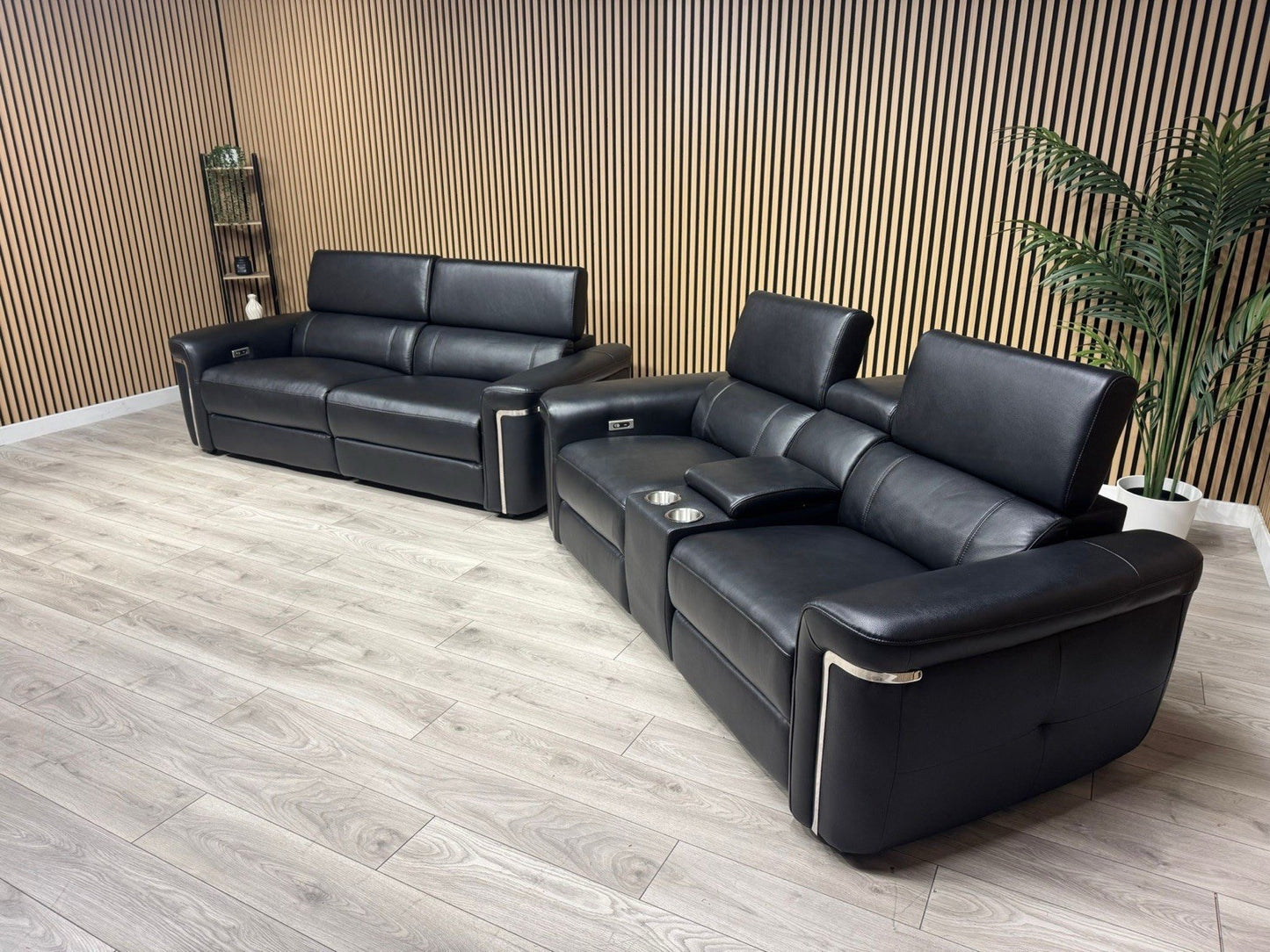 VENICE Leather 3 Seater + 2 Seater Console Power Recliner Sofa Set - RRP £4,598