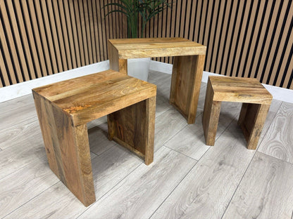 NEXT Sample - Cuba Mango Wood Nest Of 3 Tables - RRP: £395