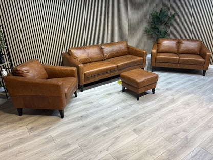 John Lewis BAILEY Style Leather 3 + 2 Seater Sofas, Armchair + Stool - RRP £4648