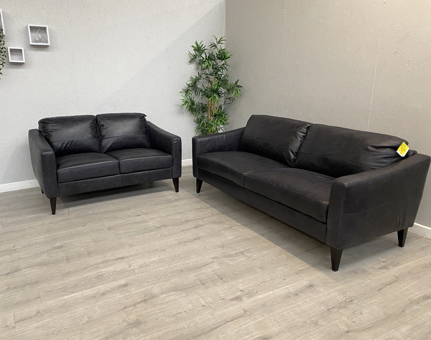 John Lewis BAILEY Style Leather 3 Seater + 2 Seater Sofa Set, Black - RRP £3,498