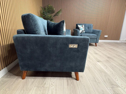 DFS - Studio Style 3 Seater Sofa + Armchair Power Set, Ocean Blue - RRP £2,448