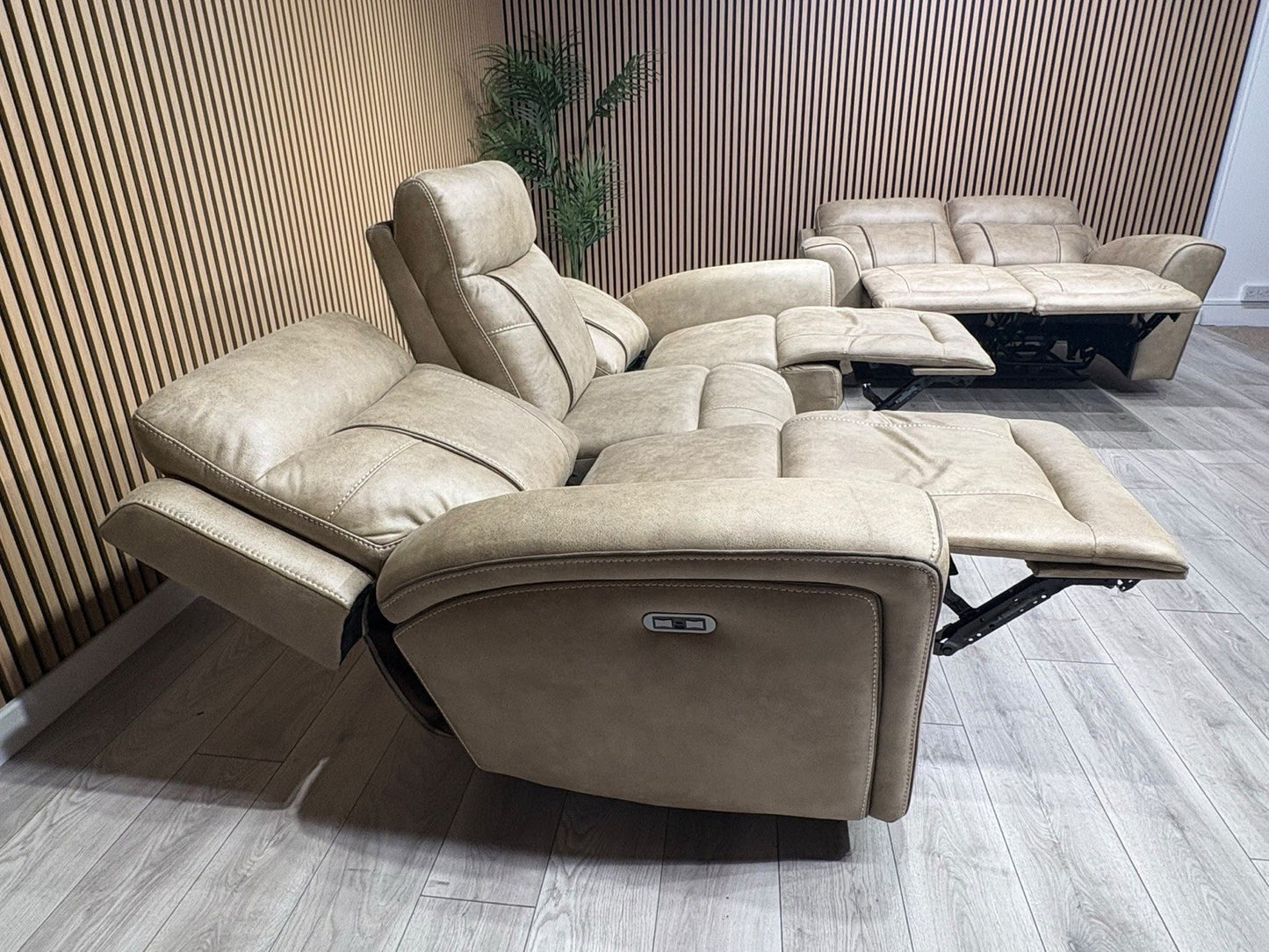 DFS 3 Seater + 2 Seater Fabric Power Recliner Sofa Set - RRP £3698
