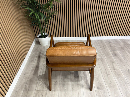 John Lewis Sample - Mid Century Faux Leather Accent Chair, Tan Brown - RRP £1099