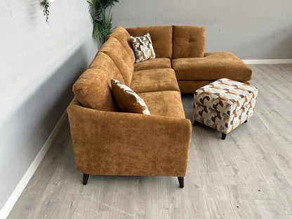 Sofology HALSTON Style Fabric RHF Chaise Corner Sofa + Foostool - RRP £2,898