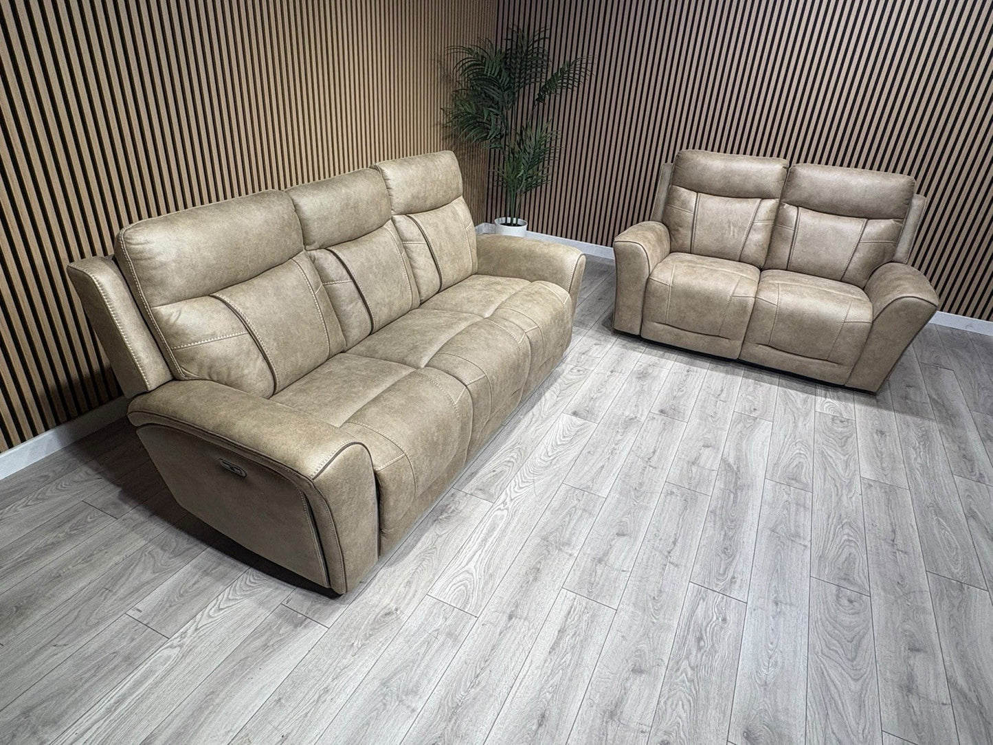 DFS 3 Seater + 2 Seater Fabric Power Recliner Sofa Set - RRP £3698