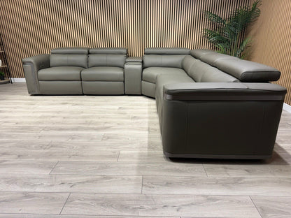 Sofology PLAZA style Leather 2c2 Power Recliner Sofa + Console - RRP £4699