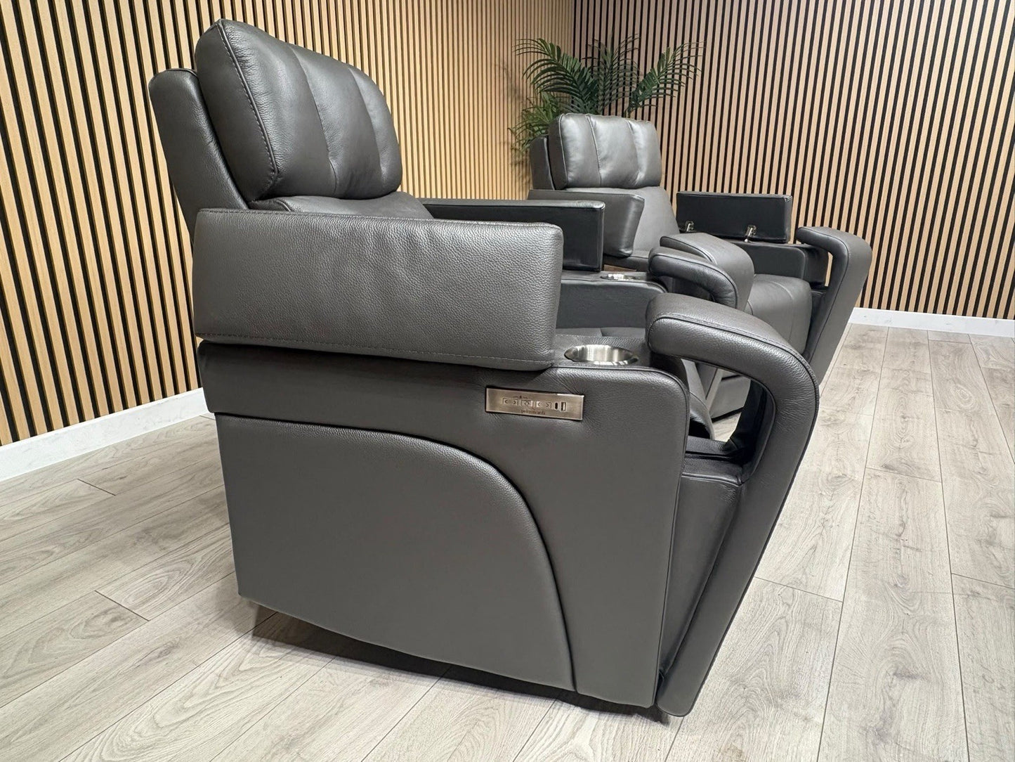 SCS Adstock x2 Leather Power Recliner Chairs with Power Head Tilt RRP £2258