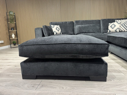 Sofology CAVALLI Style Fabric 3 Corner 3 Sofa + Footstool, Slate  - RRP £6,398