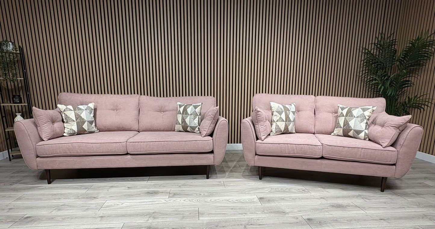 DFS - Zinc 3 & 2 Fabric Seater Sofa Set RRP £1799 Pink