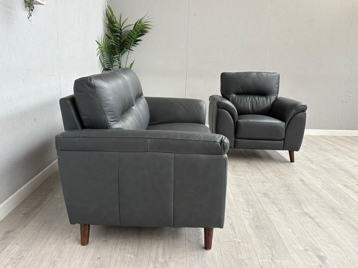 DFS Coben Leather 2 Seater Sofa + Armchair Set - RRP £1428 (Read Description)