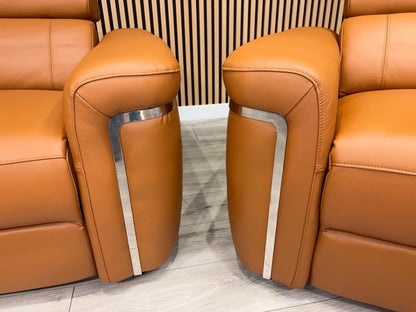 VENICE Leather 3 Seater + 2 Seater Console Power Recliner Sofa Set - RRP £4,598