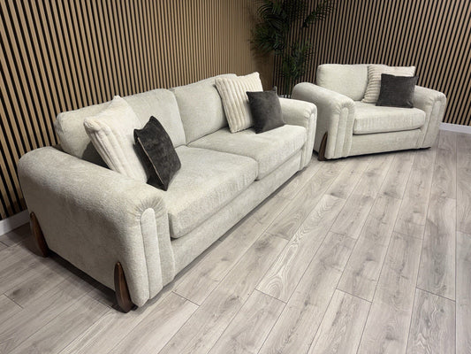 Charlie Marble Arch Style 3 Seater + Love Chair Fabric Sofa Set - RRP £3098
