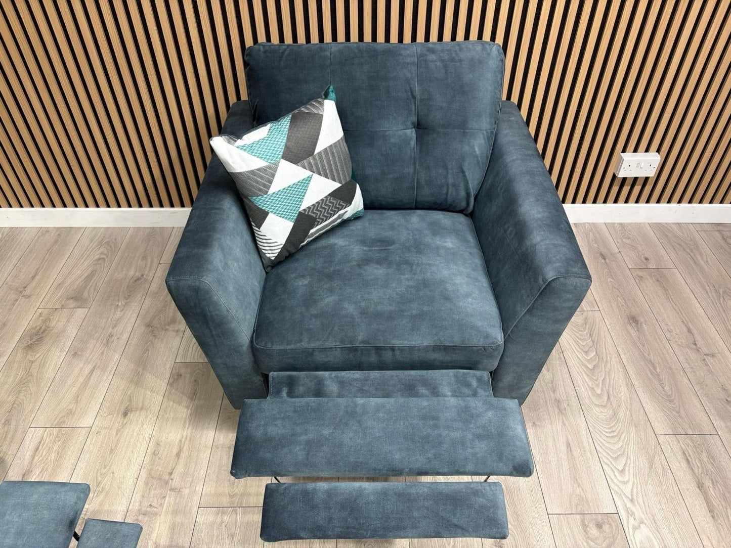 DFS - Studio Style 3 Seater Sofa + Armchair Power Set, Ocean Blue - RRP £2,448