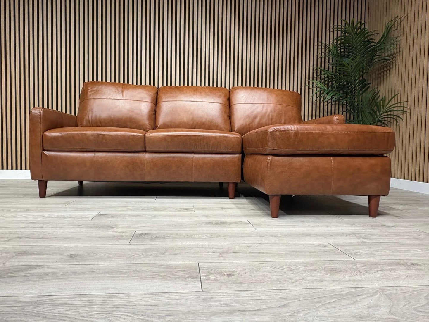 John Lewis BAILEY Style RHF Leather 3 Seater Chaise End Sofa, Tan - RRP £3,449