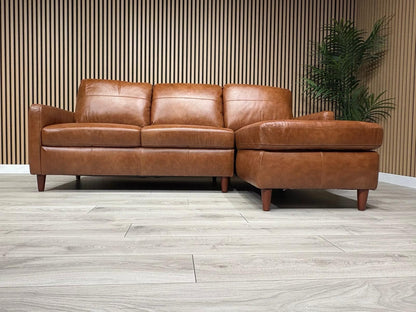 John Lewis BAILEY Style RHF Leather 3 Seater Chaise End Sofa, Tan - RRP £3,449