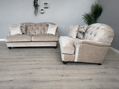 Alexander & James Fabric 3 Seater Button Back Sofa + Love Chair - RRP £3,298