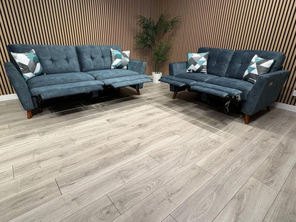 DFS - Studio Style 3 Seater + 2 Seater Power Sofa Set, Ocean Blue - RRP £2,978