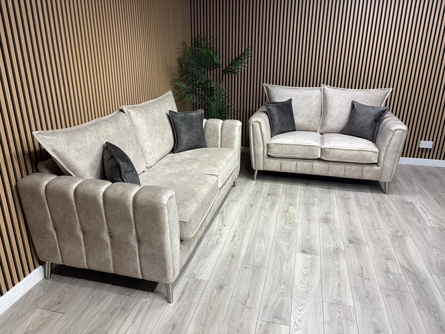 DFS - Cherished Style 3 + 2 Seater Sofa Set, Formal Back, Oatmeal - RRP £2,598