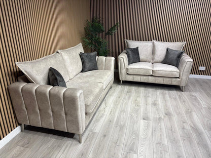 DFS - Cherished Style 3 + 2 Seater Sofa Set, Formal Back, Oatmeal - RRP £2,598