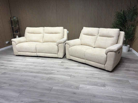 NAVONA 3 Seater + 2 Seater Fabric Sofa Set, Power Recliners - RRP £3,298