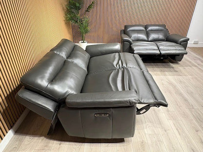 NAVONA 3 Seater + 2 Seater Leather Sofa Set, Power Recliners - RRP £3,498