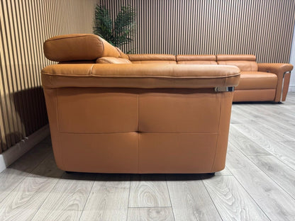 VENICE Leather 2 Corner 2 Power Recliner Sofa + Console - RRP £5,599