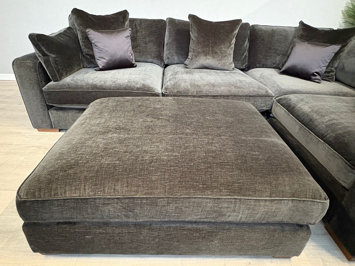 Sofology CAVALLI Fabric 3 Corner 1.5 Sofa + Footstool, Slate  - RRP £5,798