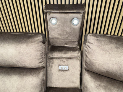 DFS Sample VEGAS Fabric 2 Corner 2 Power Recliner Sofa + Console - RRP £2999