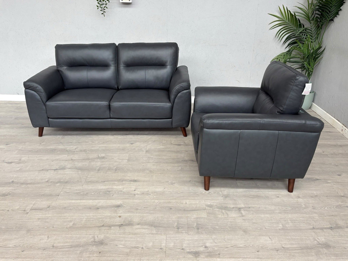 DFS Coben Leather 2 Seater Sofa + Armchair Set - RRP £1428 (Read Description)