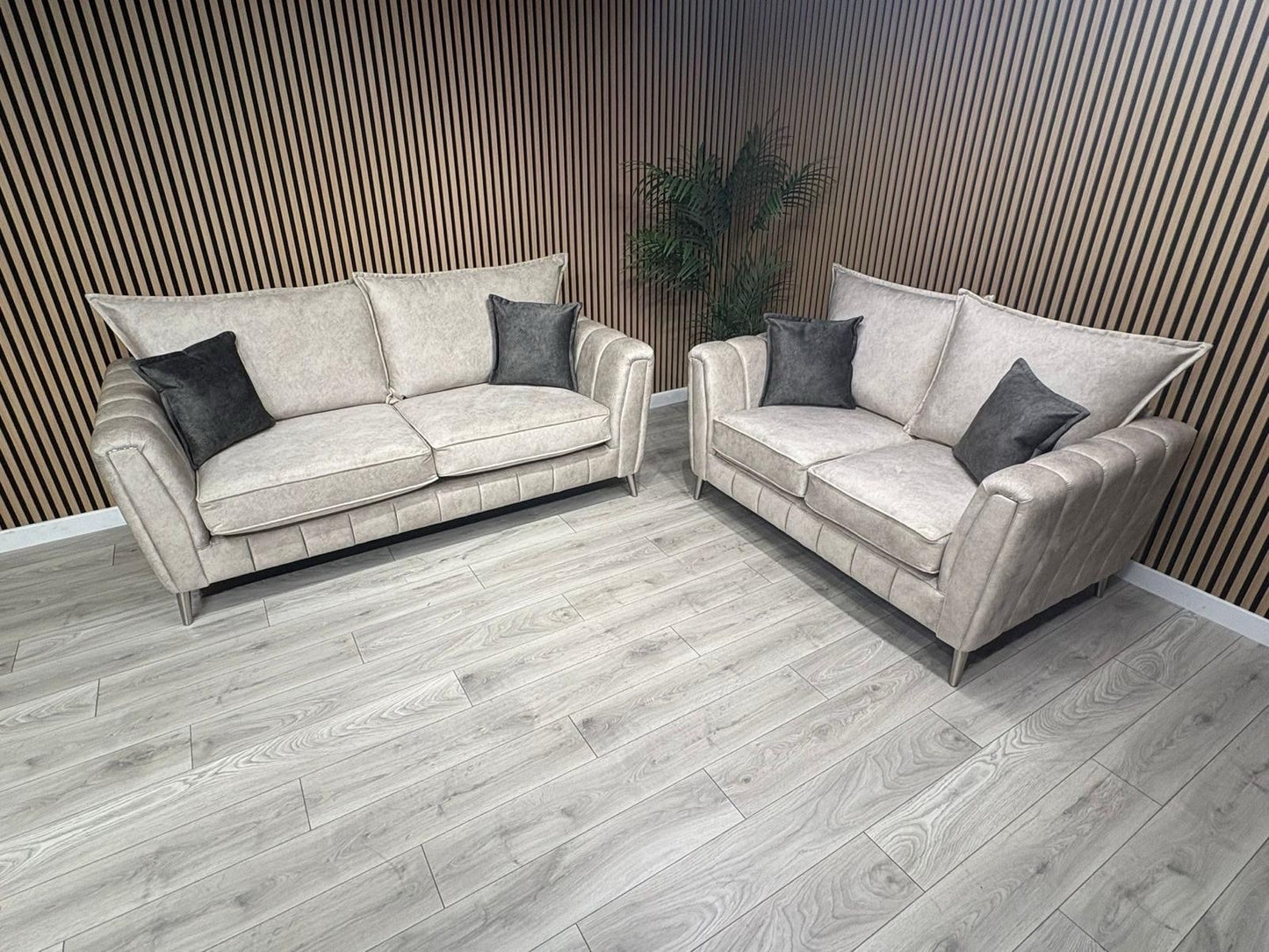 DFS - Cherished Style 3 + 2 Seater Sofa Set, Formal Back, Oatmeal - RRP £2,598