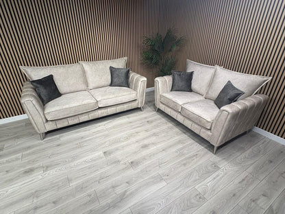 DFS - Cherished Style 3 + 2 Seater Sofa Set, Formal Back, Oatmeal - RRP £2,598
