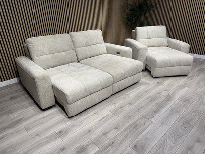 DFS Una 3 Seater Sofa + Love Chair Power Slider Set RRP £2398
