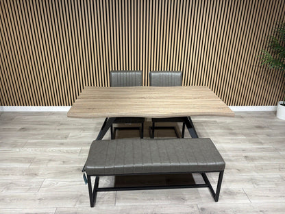 NEXT Sample - RIGA Industrial Dining Table + Bench + 2 x Chairs - RRP £1,899