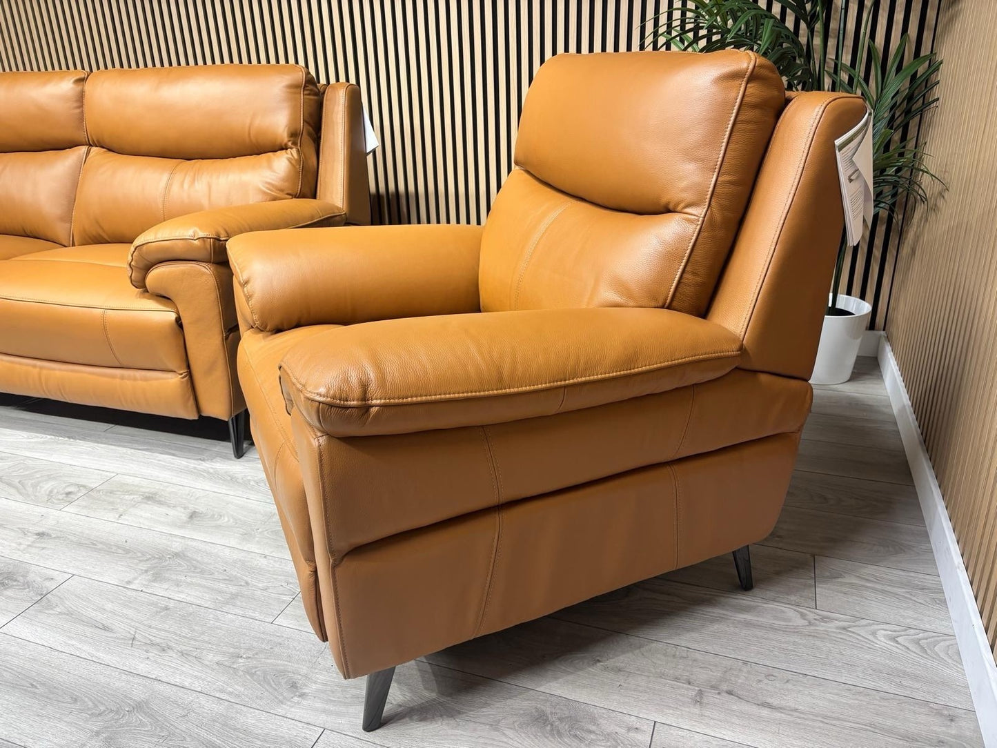 Furniture Village PANACHE Style Leather 3 Seater Sofa + 2 x Armchairs, Power