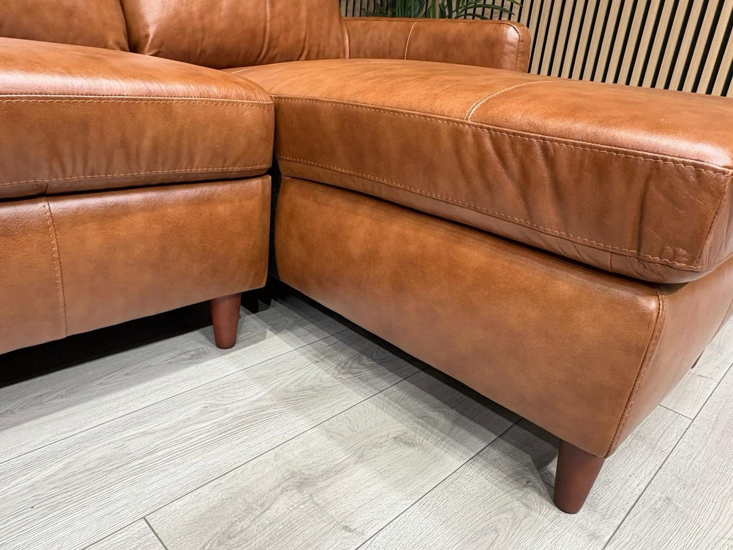 John Lewis BAILEY Style RHF Leather 3 Seater Chaise End Sofa, Tan - RRP £3,449