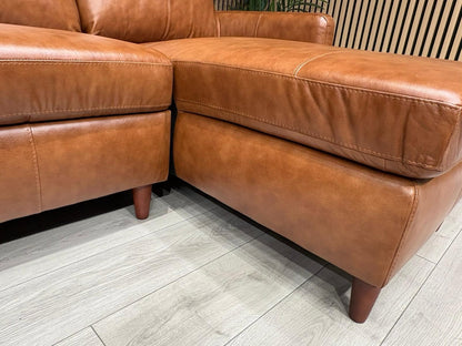 John Lewis BAILEY Style RHF Leather 3 Seater Chaise End Sofa, Tan - RRP £3,449