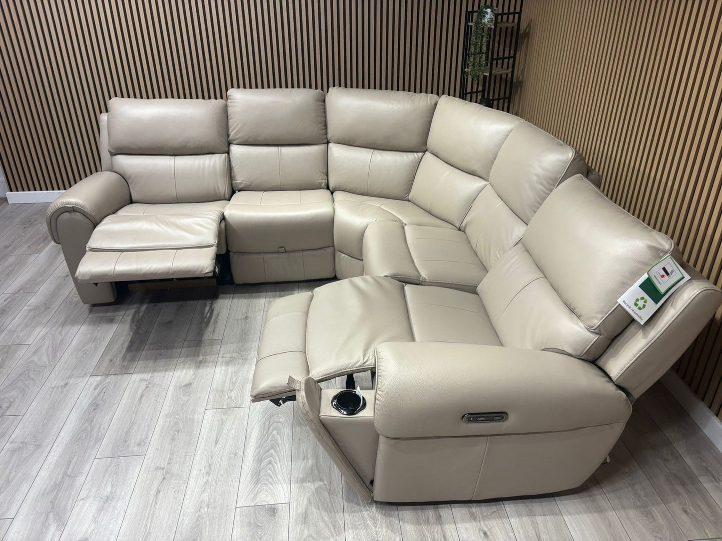 Oak FurnitureLand - Ezra Leather Modular Corner Sofa Power Recliners - RRP £3549