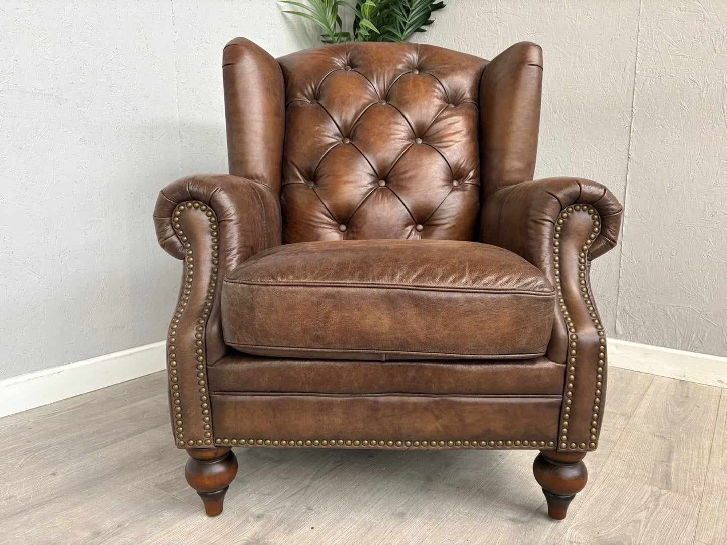 F. Village - At The Helm SHACKLETON Leather Chesterfield Wing Chair - RRP £1795