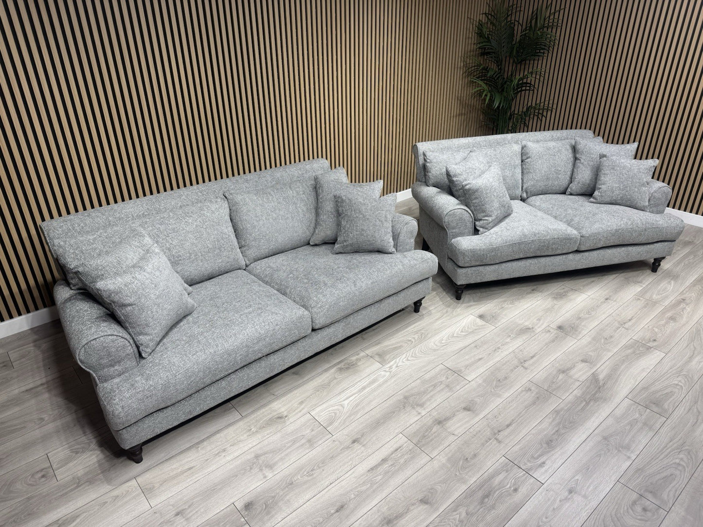 Laura Ashley LYNDEN Style Fabric 3 Seater + 2 Seater Sofa Set, Grey - RRP £2,700