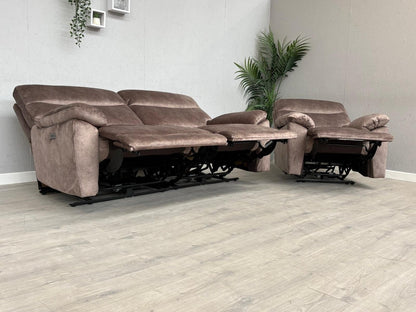 DFS - FAXON Fabric 3 Seater Sofa + Armchair, Power Recliner Sofa Set - RRP £1548