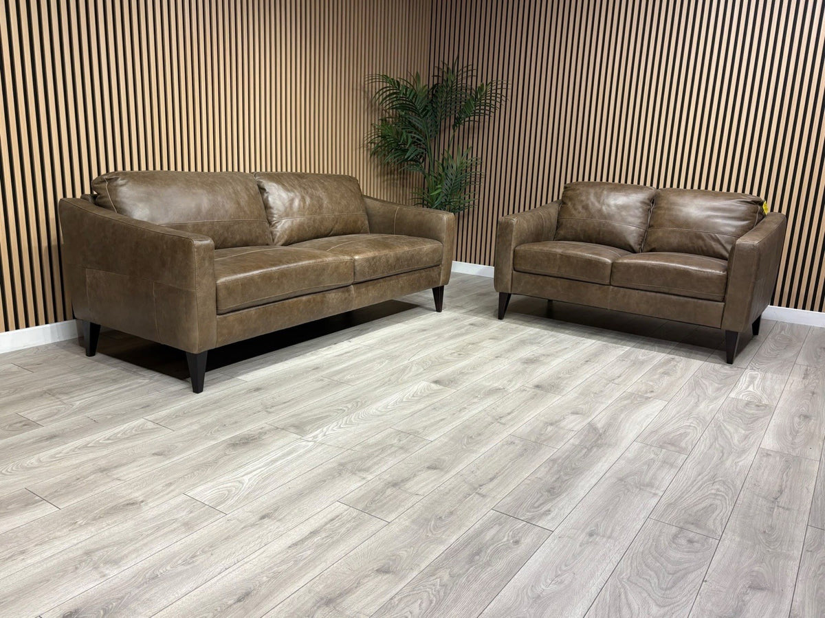 John Lewis BAILEY Style Leather 3 + 2 Seater Sofa Set, Chestnut - RRP £3978