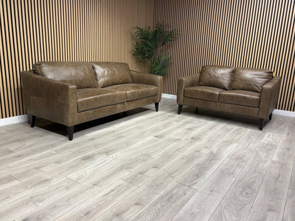 John Lewis BAILEY Style Leather 3 + 2 Seater Sofa Set, Chestnut - RRP £3978