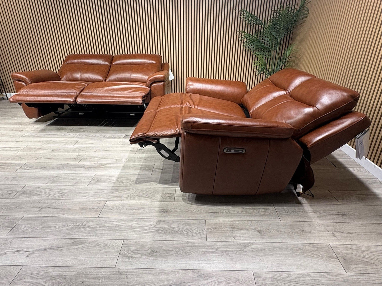 NAVONA 3 Seater + 2 Seater Leather Sofa Set, Power Recliners - RRP £3,498