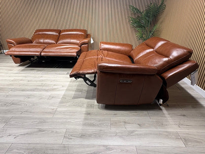 NAVONA 3 Seater + 2 Seater Leather Sofa Set, Power Recliners - RRP £3,498